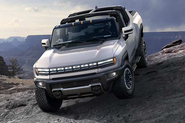Hummer EV front view going down hill
